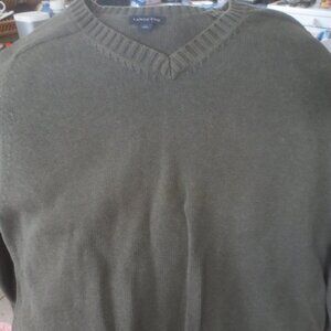 Lands' End Olive Green Thick Heavy 100% Cotton Chunky Sweater - Size XXL.